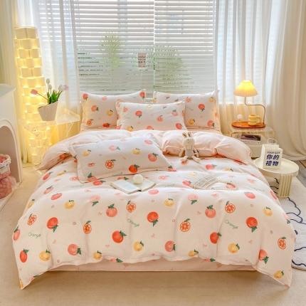 91家纺网 家纺一手货源 找家纺 （总）直播2024新款斜纹磨毛印花四件套植物羊绒套件