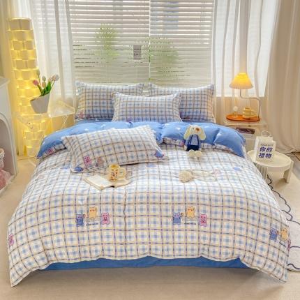 91家纺网 家纺一手货源 找家纺 （总）直播2024新款斜纹磨毛印花四件套植物羊绒套件