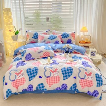 91家纺网 家纺一手货源 找家纺 （总）直播2024新款斜纹磨毛印花四件套植物羊绒套件