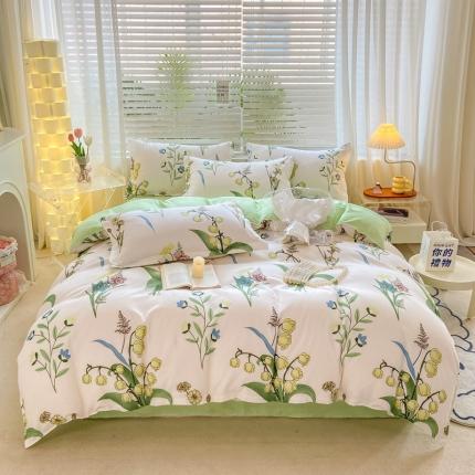 91家纺网 家纺一手货源 找家纺 （总）直播2024新款斜纹磨毛印花四件套植物羊绒套件