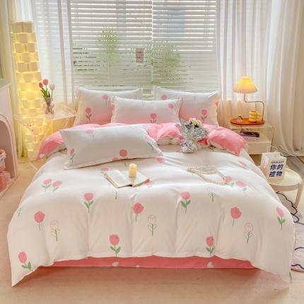 91家纺网 家纺一手货源 找家纺 （总）直播2024新款斜纹磨毛印花四件套植物羊绒套件