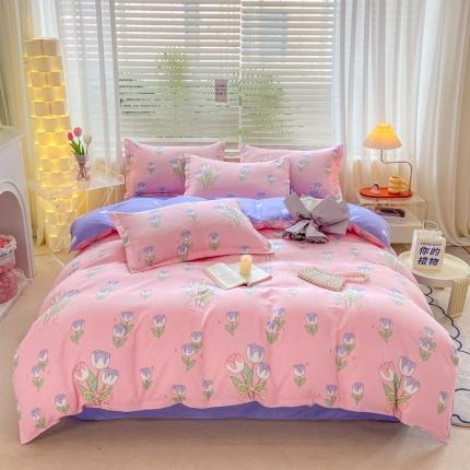 91家纺网 家纺一手货源 找家纺 （总）直播2024新款斜纹磨毛印花四件套植物羊绒套件