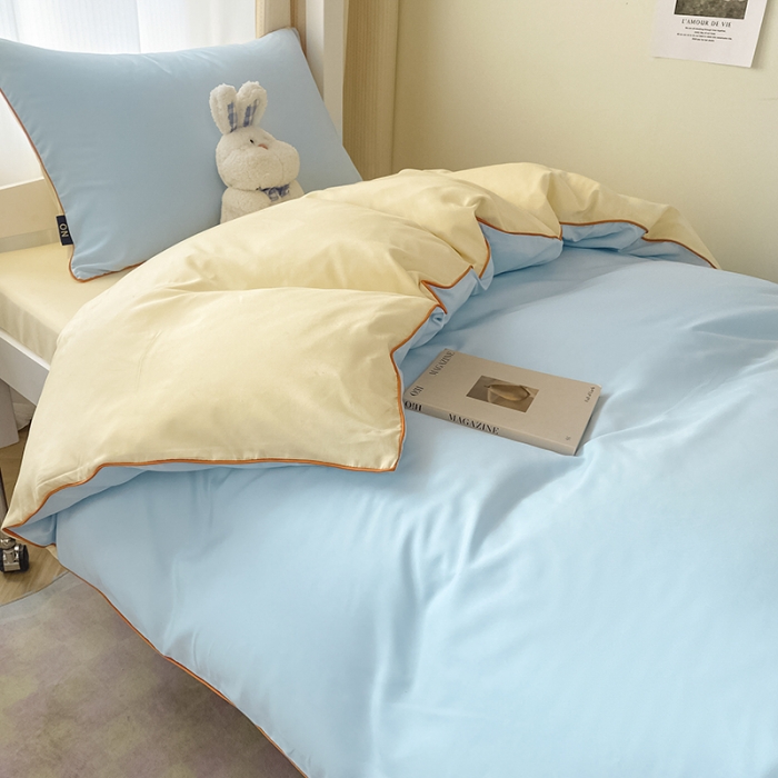 91家纺网 家纺一手货源 找家纺 （总）眠帛2023水洗棉麻绳滚边芝士系列学生三件套六简套A类