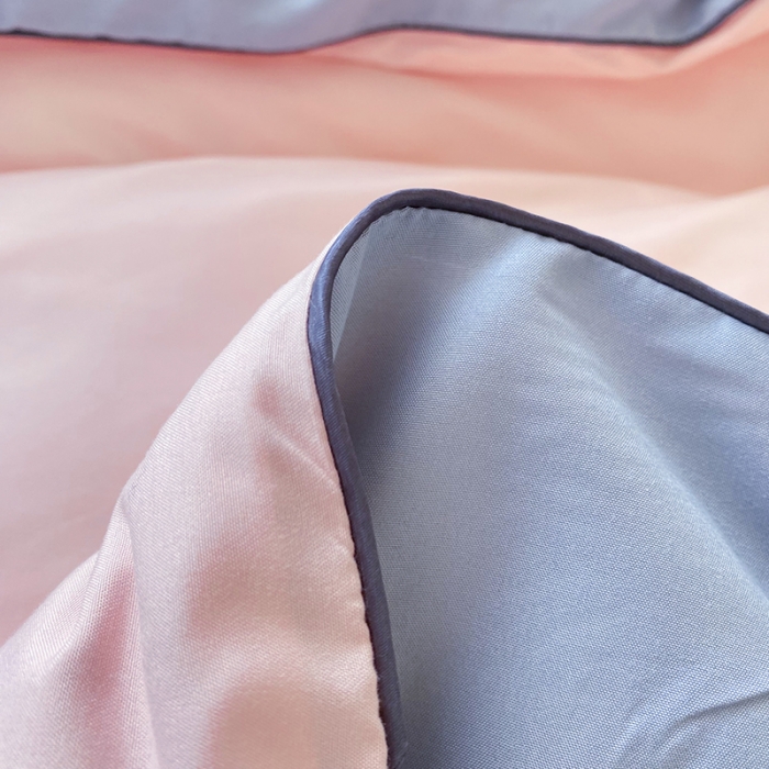 91家纺网 家纺一手货源 找家纺 眠帛2023水洗棉麻绳滚边芝士系列学生三件套六简套A类 芝士奶油粉蓝灰