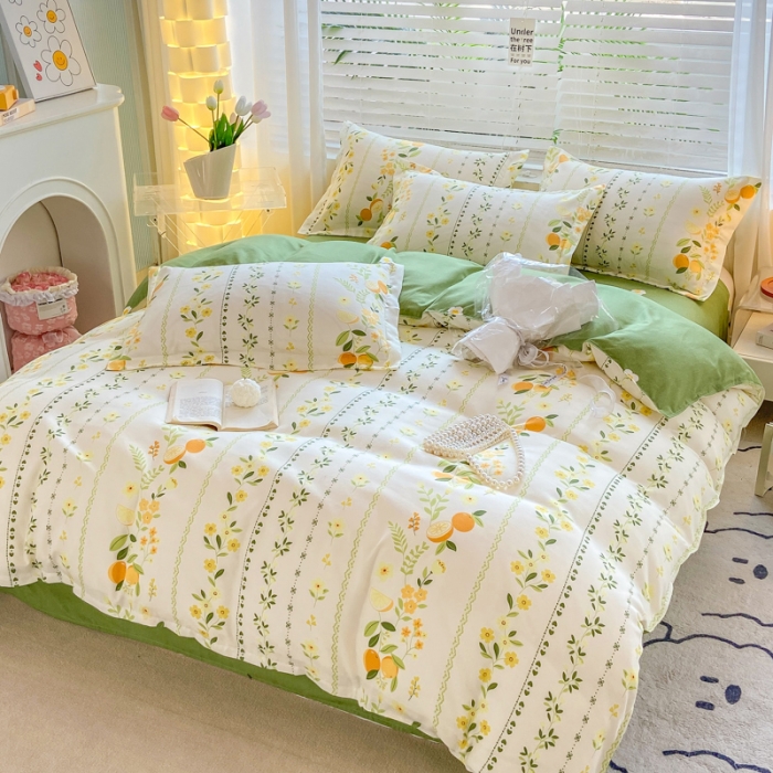 91家纺网 家纺一手货源 找家纺 红日子 2023新款斜纹印花四件套 金香盛宴