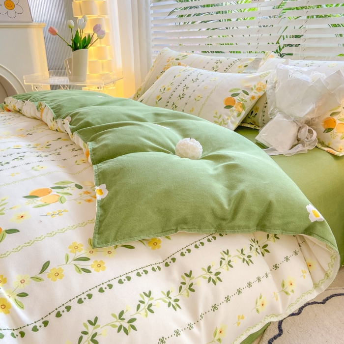 91家纺网 家纺一手货源 找家纺 红日子 2023新款斜纹印花四件套 金香盛宴