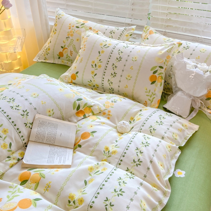 91家纺网 家纺一手货源 找家纺 红日子 2023新款斜纹印花四件套 金香盛宴