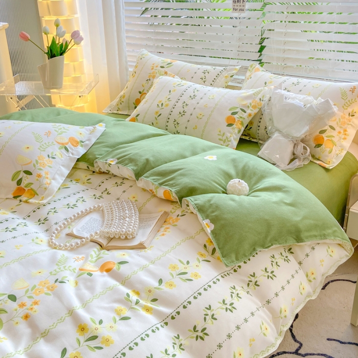 91家纺网 家纺一手货源 找家纺 红日子 2023新款斜纹印花四件套 金香盛宴