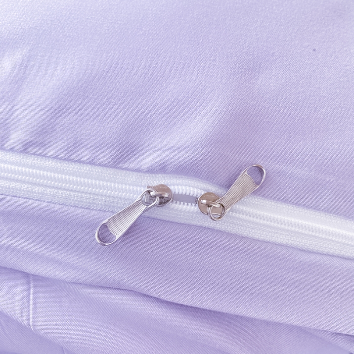 91家纺网 家纺一手货源 找家纺 眠帛2023水洗棉麻绳滚边芝士系列学生三件套六简套A类 芝士奶昔白浅紫