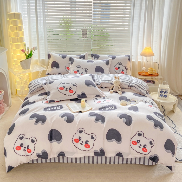 91家纺网 家纺一手货源 找家纺 红日子 2023新款斜纹印花四件套 梦洛依熊