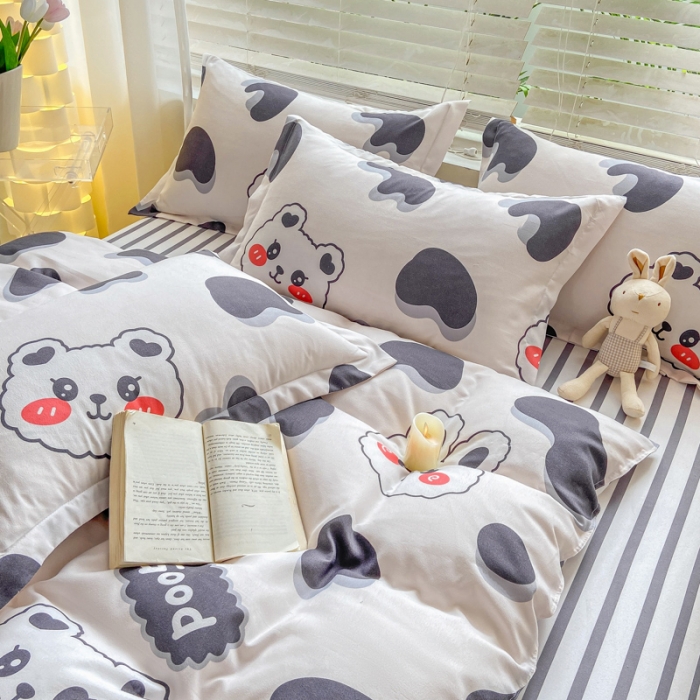 91家纺网 家纺一手货源 找家纺 红日子 2023新款斜纹印花四件套 梦洛依熊