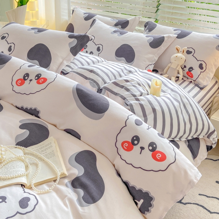 91家纺网 家纺一手货源 找家纺 红日子 2023新款斜纹印花四件套 梦洛依熊