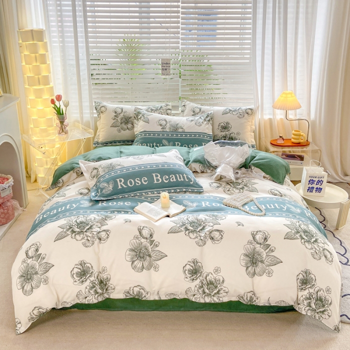 91家纺网 家纺一手货源 找家纺 红日子 2023新款斜纹印花四件套 浓情花韵