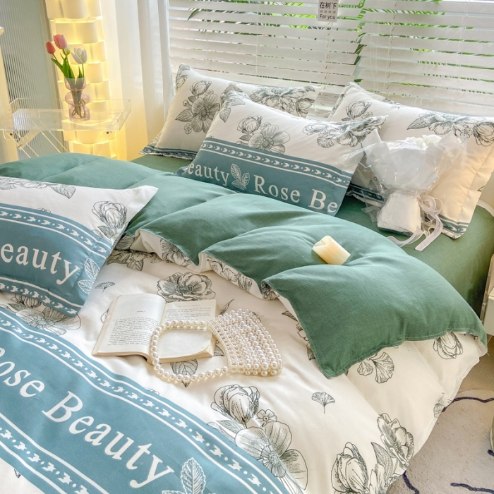 91家纺网 家纺一手货源 找家纺 红日子 2023新款斜纹印花四件套 浓情花韵