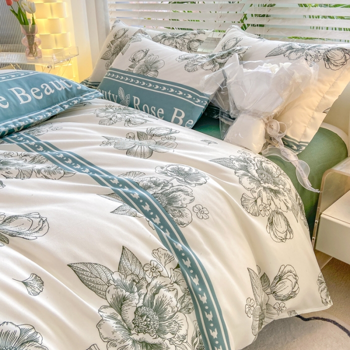 91家纺网 家纺一手货源 找家纺 红日子 2023新款斜纹印花四件套 浓情花韵