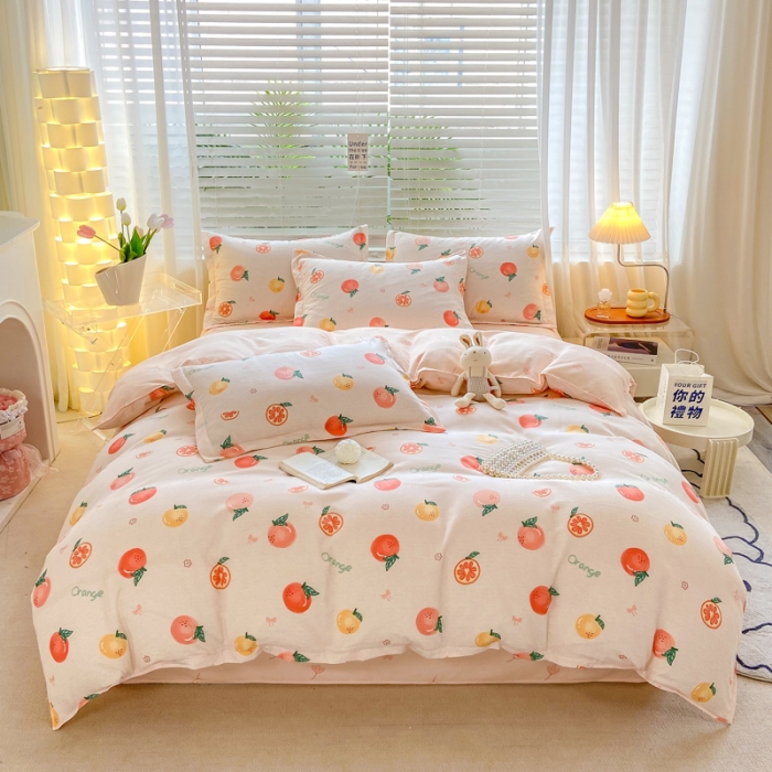 91家纺网 家纺一手货源 找家纺 红日子 2023新款斜纹印花四件套 水果派对