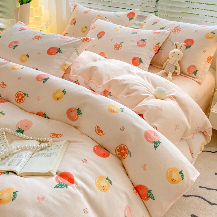 91家纺网 家纺一手货源 找家纺 红日子 2023新款斜纹印花四件套 水果派对