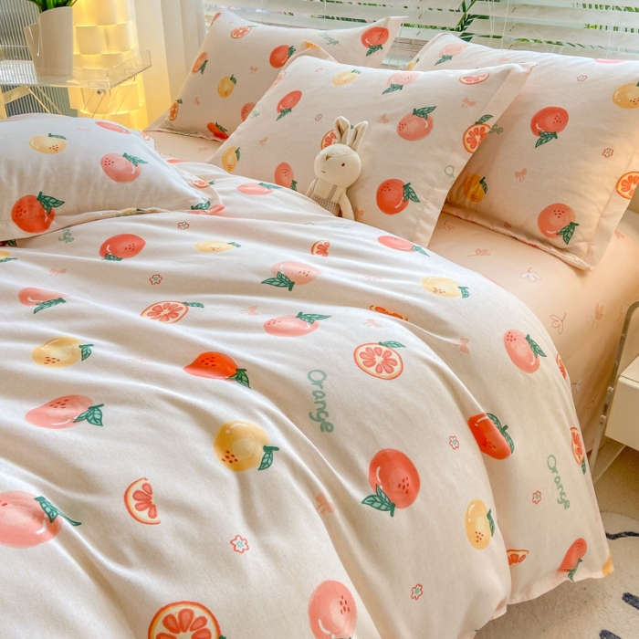 91家纺网 家纺一手货源 找家纺 红日子 2023新款斜纹印花四件套 水果派对