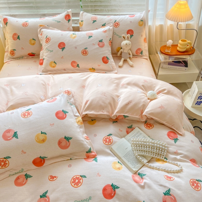 91家纺网 家纺一手货源 找家纺 红日子 2023新款斜纹印花四件套 水果派对