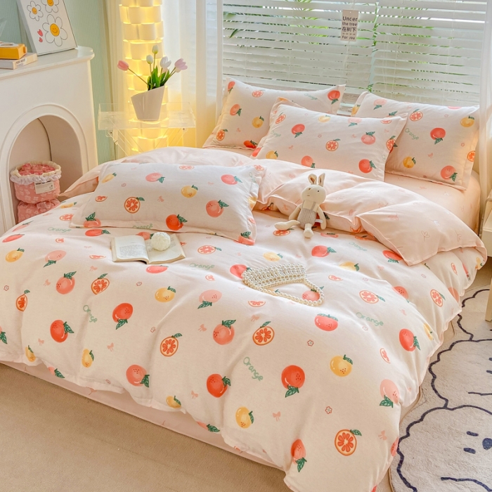 91家纺网 家纺一手货源 找家纺 红日子 2023新款斜纹印花四件套 水果派对