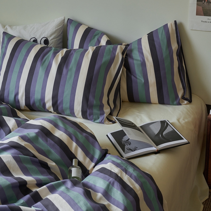 91家纺网 家纺一手货源 找家纺 窝米 2023新款13370全棉四件套简约风系列四件套 耳曼