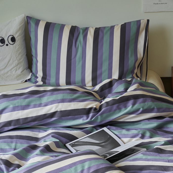 91家纺网 家纺一手货源 找家纺 窝米 2023新款13370全棉四件套简约风系列四件套 耳曼