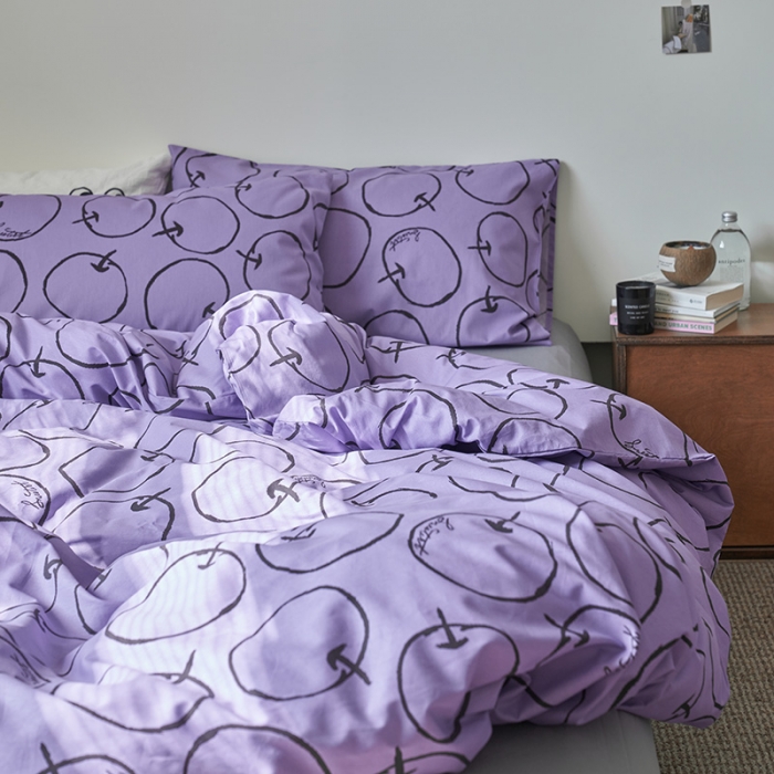 91家纺网 家纺一手货源 找家纺 窝米 2023新款13370全棉四件套简约风系列四件套 四季果