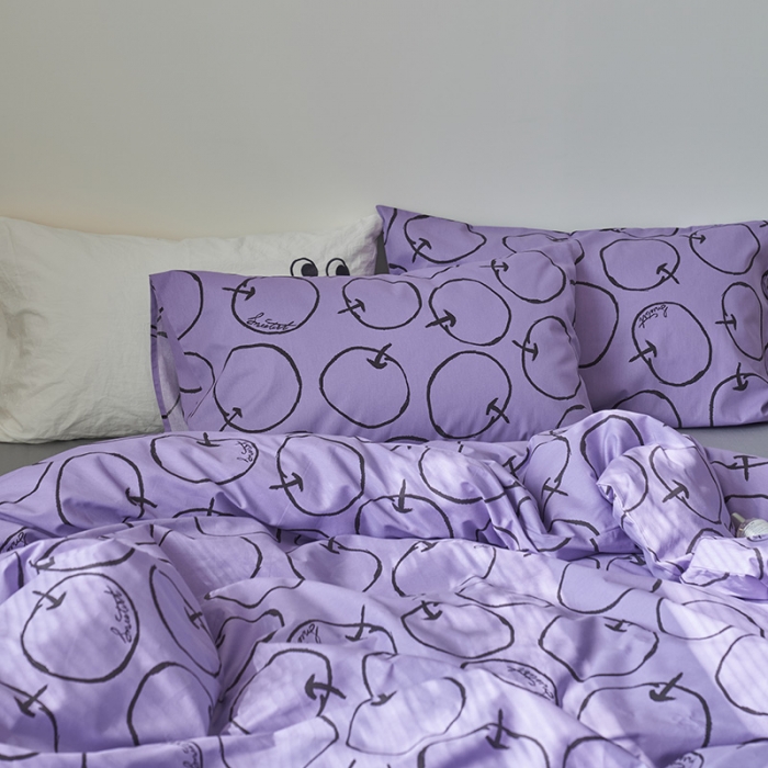 91家纺网 家纺一手货源 找家纺 窝米 2023新款13370全棉四件套简约风系列四件套 四季果