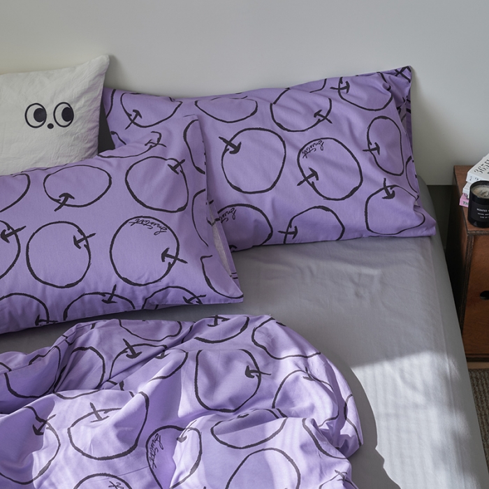 91家纺网 家纺一手货源 找家纺 窝米 2023新款13370全棉四件套简约风系列四件套 四季果