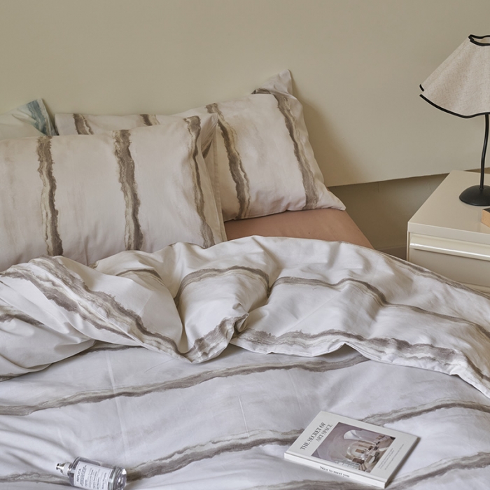 91家纺网 家纺一手货源 找家纺 窝米 2023新款13370全棉四件套简约风系列四件套 威德尔卡其