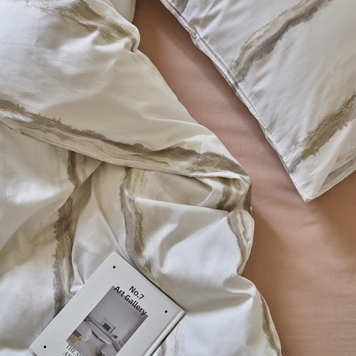 91家纺网 家纺一手货源 找家纺 窝米 2023新款13370全棉四件套简约风系列四件套 威德尔卡其