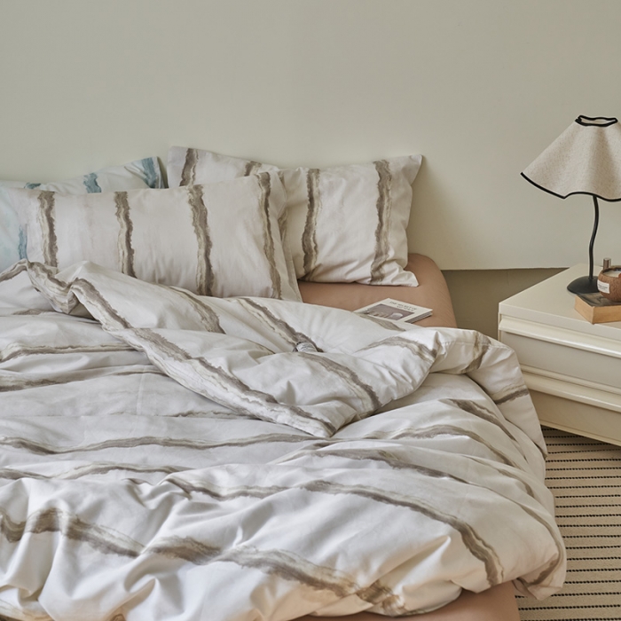 91家纺网 家纺一手货源 找家纺 窝米 2023新款13370全棉四件套简约风系列四件套 威德尔卡其