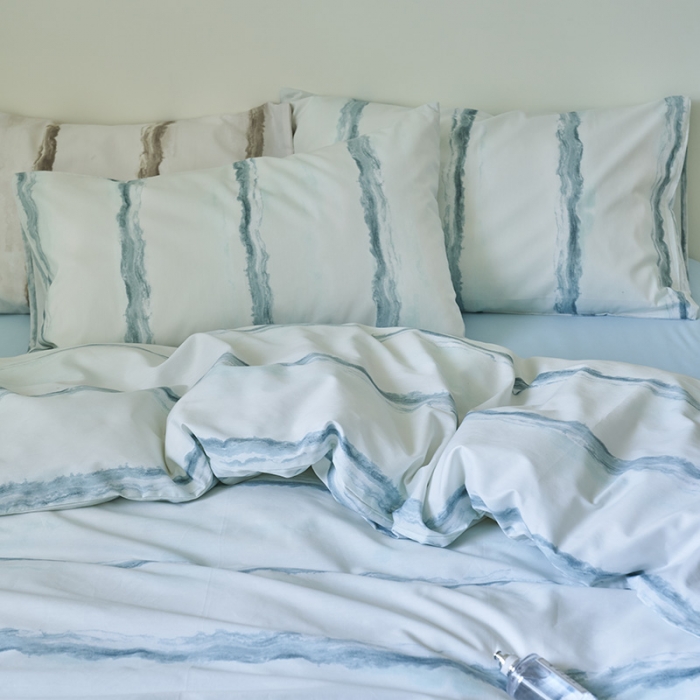 91家纺网 家纺一手货源 找家纺 窝米 2023新款13370全棉四件套简约风系列四件套 威德尔蓝