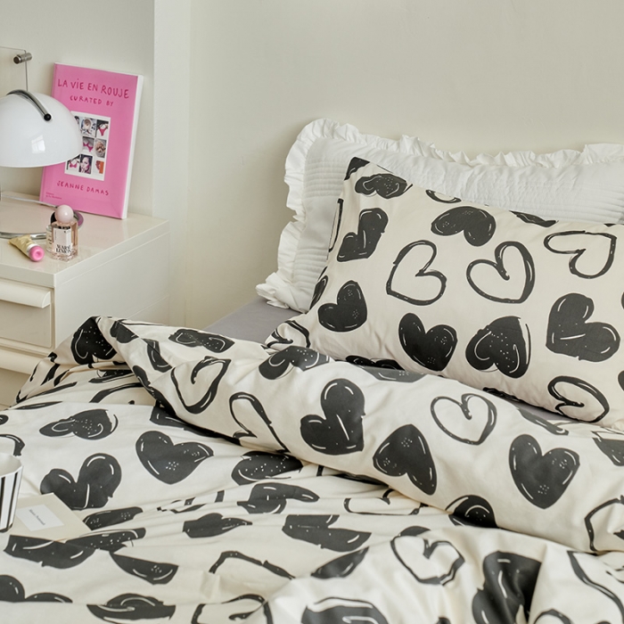 91家纺网 家纺一手货源 找家纺 窝米 2023新款13370全棉四件套简约风系列四件套 最爱