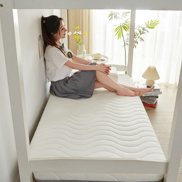 91家纺网 家纺一手货源 找家纺 锦丝钰床垫 2025新款学生多功能冰藤针织棉双面四季两用床垫 波浪白