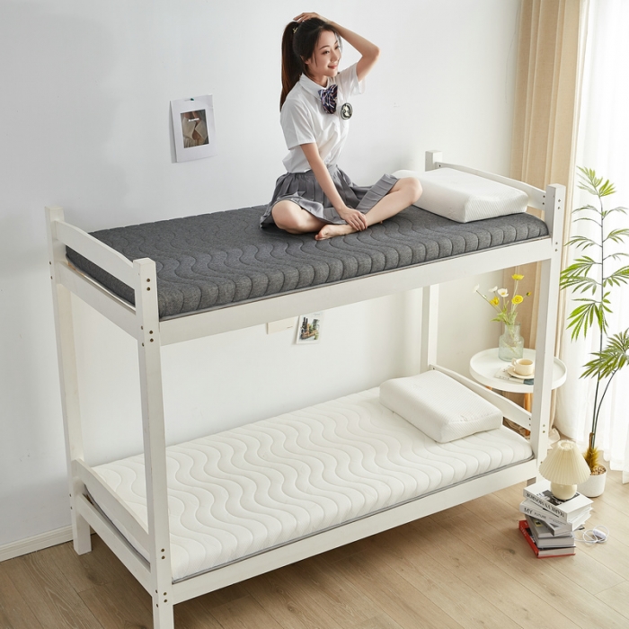 91家纺网 家纺一手货源 找家纺 锦丝钰床垫 2025新款学生多功能冰藤针织棉双面四季两用床垫 波浪白