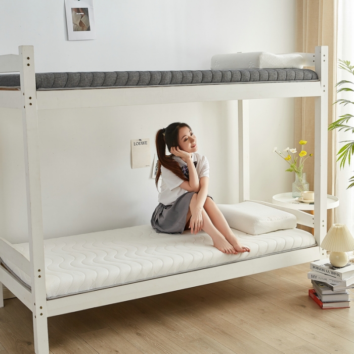 91家纺网 家纺一手货源 找家纺 锦丝钰床垫 2025新款学生多功能冰藤针织棉双面四季两用床垫 波浪白