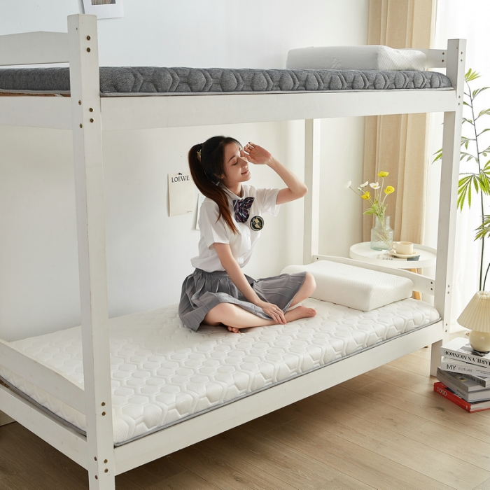 91家纺网 家纺一手货源 找家纺 锦丝钰床垫 2025新款学生多功能冰藤针织棉双面四季两用床垫 格子白