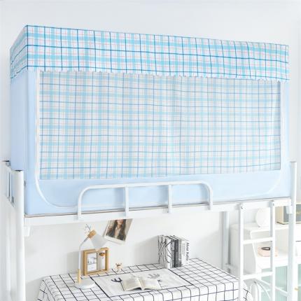 91家纺网 家纺一手货源 找家纺 宅部落2023新款99%全遮光涂层蚊帐格子系学生蚊帐 格调蓝