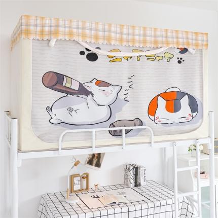 91家纺网 家纺一手货源 找家纺 宅部落2023新款99%全遮光涂层蚊帐格子系学生蚊帐 贪吃猫三三