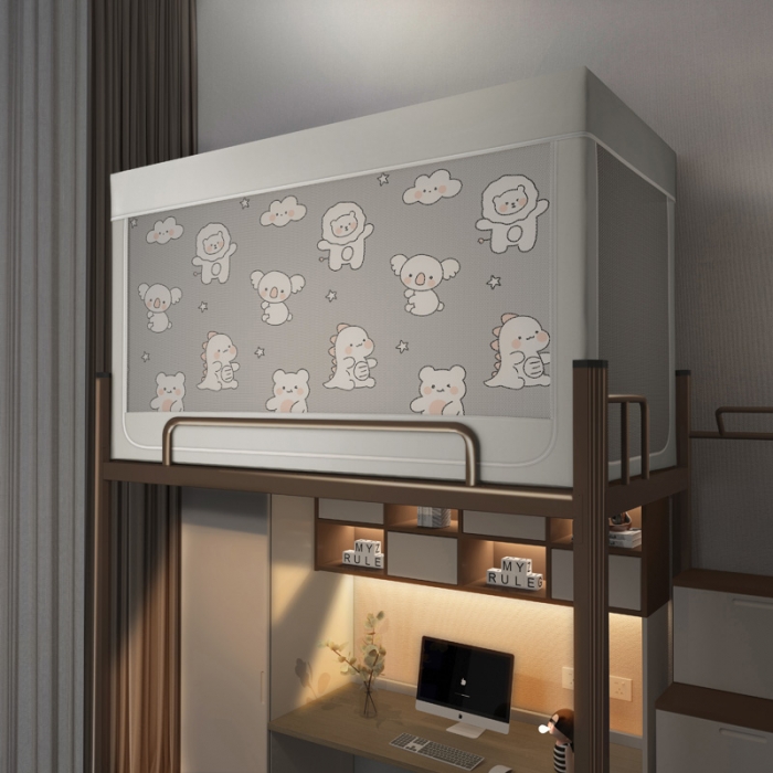 91家纺网 家纺一手货源 找家纺 宅部落2023新款99%全遮光涂层蚊帐印花系学生蚊帐 动物乐园