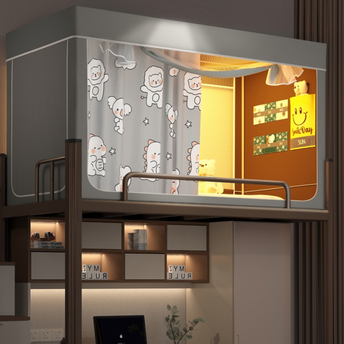 91家纺网 家纺一手货源 找家纺 宅部落2023新款99%全遮光涂层蚊帐印花系学生蚊帐 动物乐园