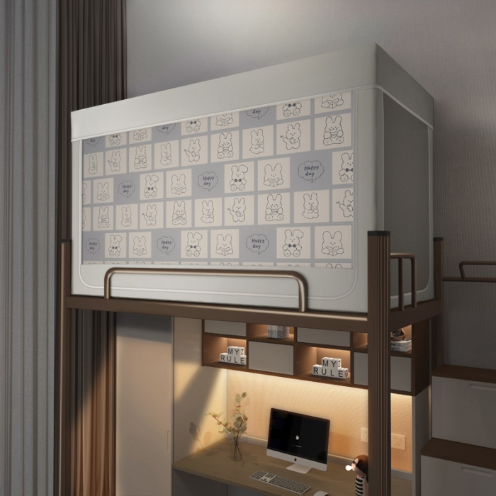 91家纺网 家纺一手货源 找家纺 宅部落2023新款99%全遮光涂层蚊帐印花系学生蚊帐 格格兔