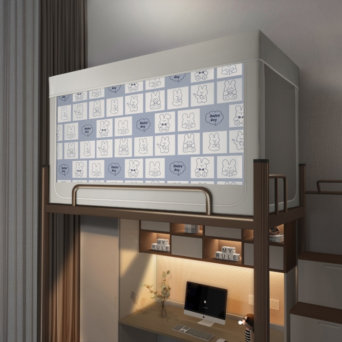 91家纺网 家纺一手货源 找家纺 宅部落2023新款99%全遮光涂层蚊帐印花系学生蚊帐 格格兔