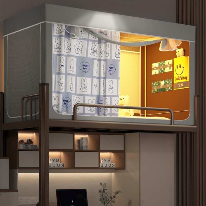 91家纺网 家纺一手货源 找家纺 宅部落2023新款99%全遮光涂层蚊帐印花系学生蚊帐 格格兔