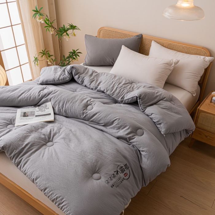 91家纺网 家纺一手货源 找家纺 创优家纺 创优2025新品原棉被子被芯冬被春秋被直播爆款批发灰色