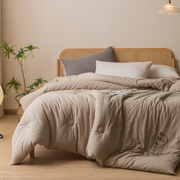 91家纺网 家纺一手货源 找家纺 创优家纺 创优2025新品原棉被子被芯冬被春秋被直播爆款批发卡其