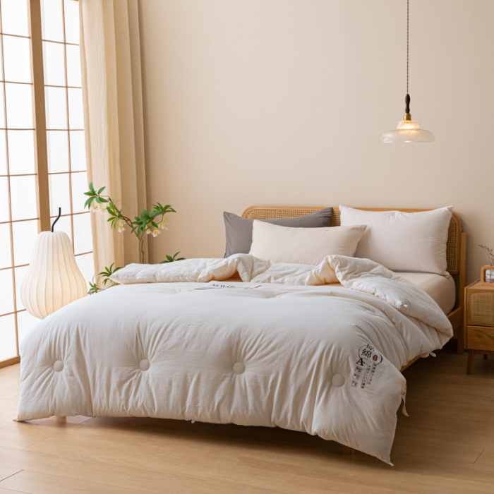 91家纺网 家纺一手货源 找家纺 创优家纺 创优2025新品原棉被子被芯冬被春秋被直播爆款批发米白色