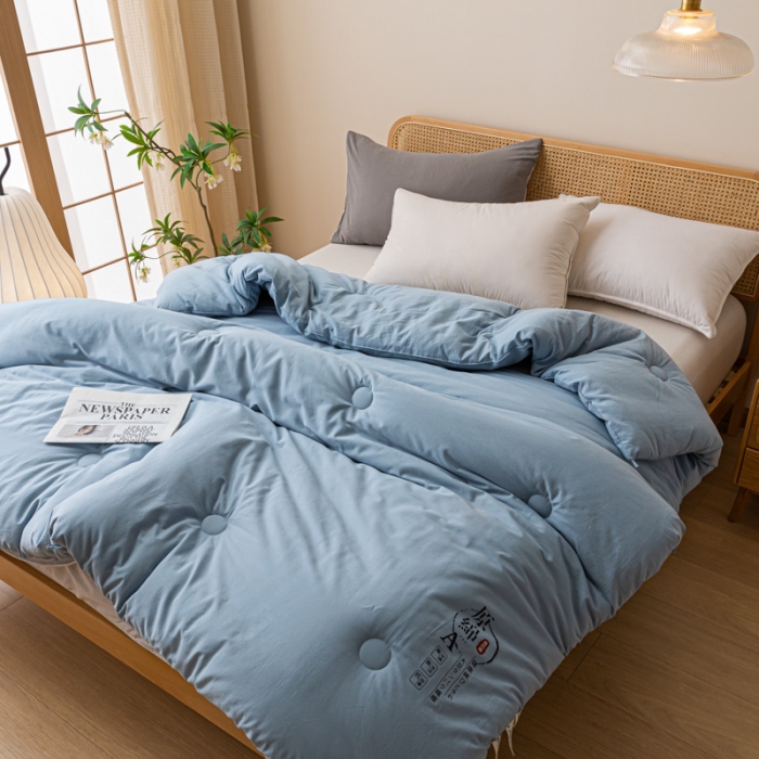 91家纺网 家纺一手货源 找家纺 创优家纺 创优2025新品原棉被子被芯冬被春秋被直播爆款批发浅蓝