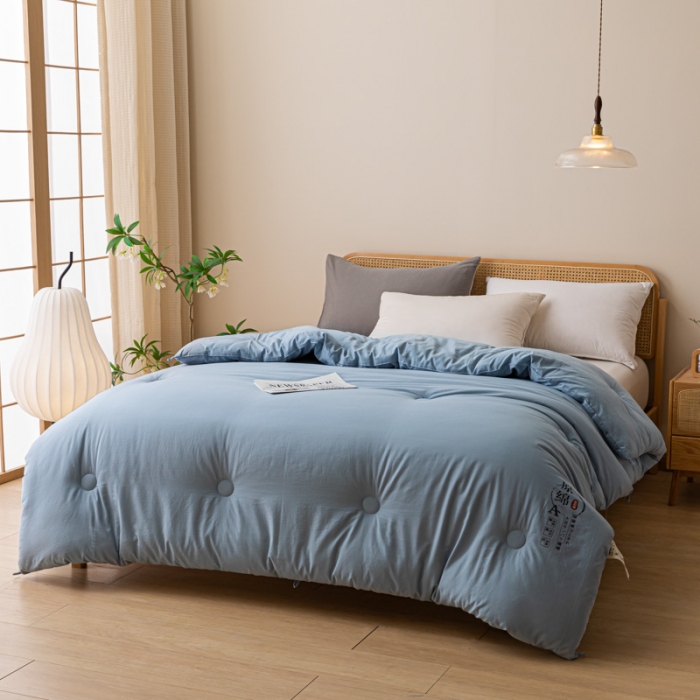 91家纺网 家纺一手货源 找家纺 创优家纺 创优2025新品原棉被子被芯冬被春秋被直播爆款批发浅蓝